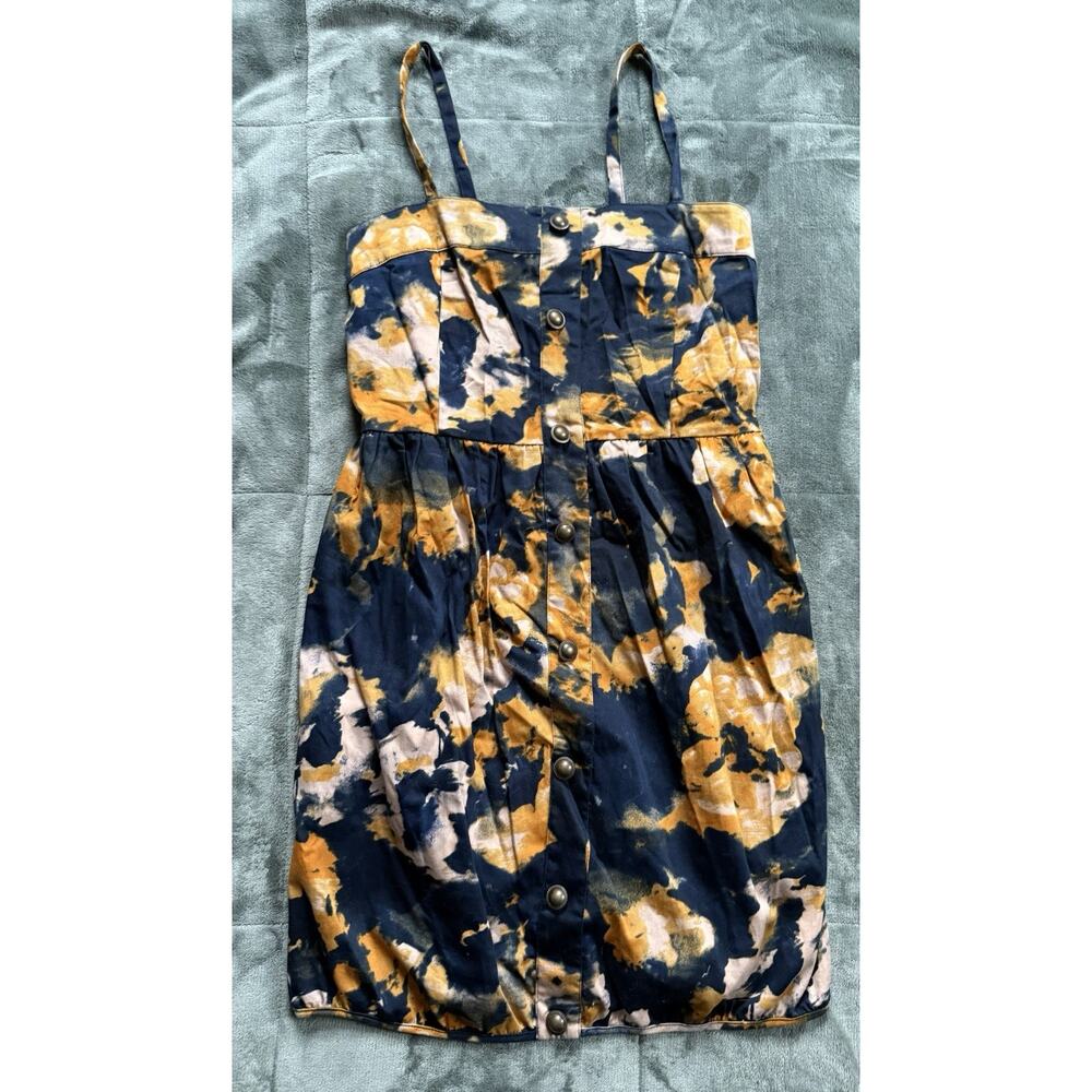 Apollo Tie-dye Navy and Yellow Dress with Adjustable Strap Women’s Size Small